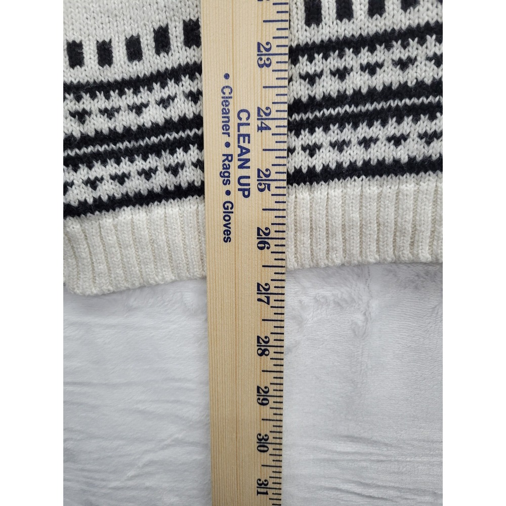 Chico's Cardigan Women Size Large White Black Open Front Fair Isle Pointelle - Picture 3 of 8
